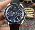 Replica Omega Speedmaster Blue Dial Moonphase Leather Watch 43mm